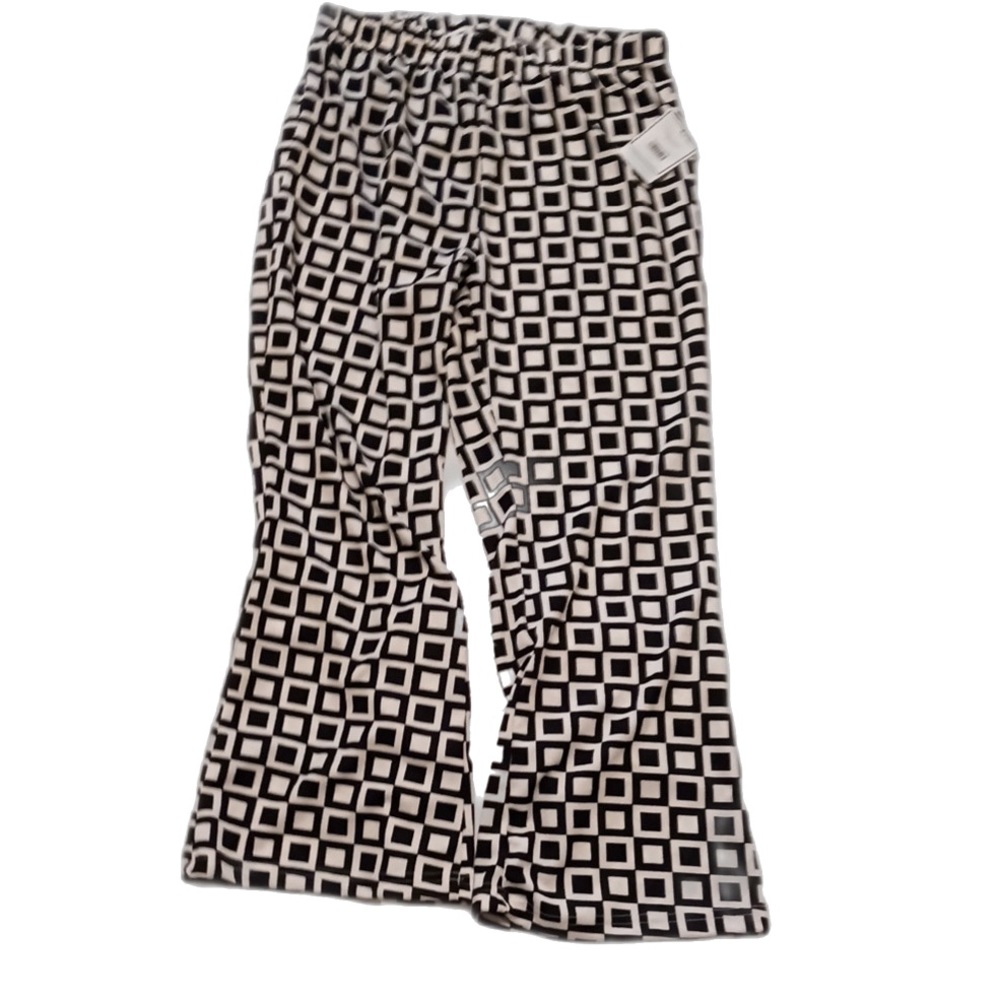 NWT Black White Trendy Checkered Flared Pants Size Large